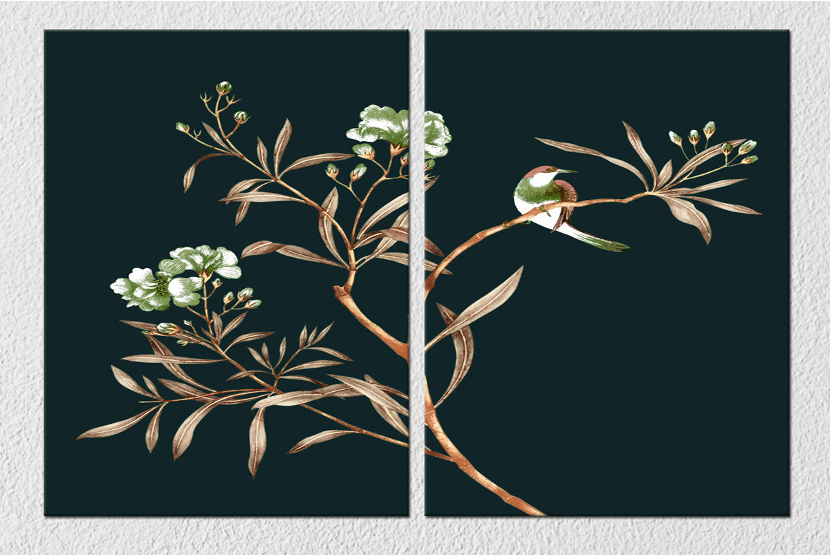 Branch On Black Wall Art, set Of 2