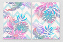Abstract Leaf On Chevron Pattern, Set Of 2