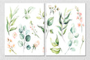 Botanical Foliage Leaves Drawing, Set Of 2