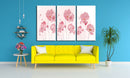 Pink On Pink Base Flowers, Set Of 3