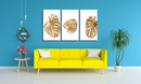 Brown Monstera Leaf Wall Art, Set Of 3