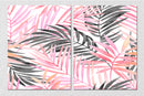 Pink And Green Palm Leaves, Set Of 2