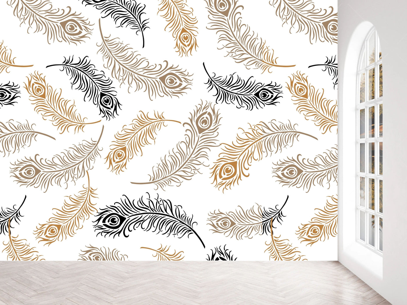 Patchwork Peacock Feather Wallpaper