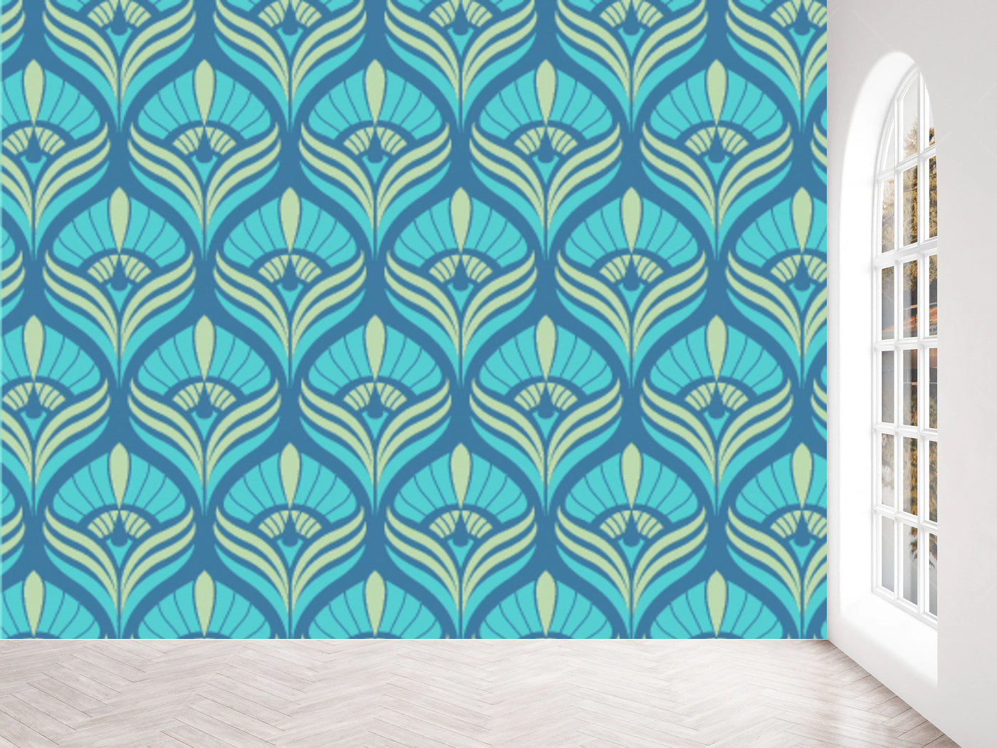 Shades Of Blue And Green Pattern Wallpaper