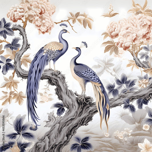 Peacock Chinoiseries Wallpaper