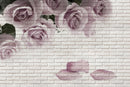 Pink Roses Brick Wallpaper