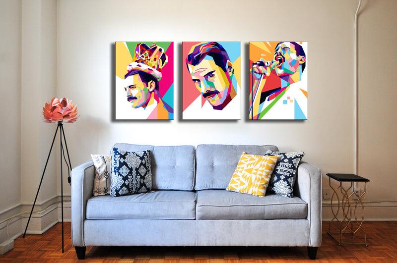 Queen Freddie Pop Art, Set Of 3
