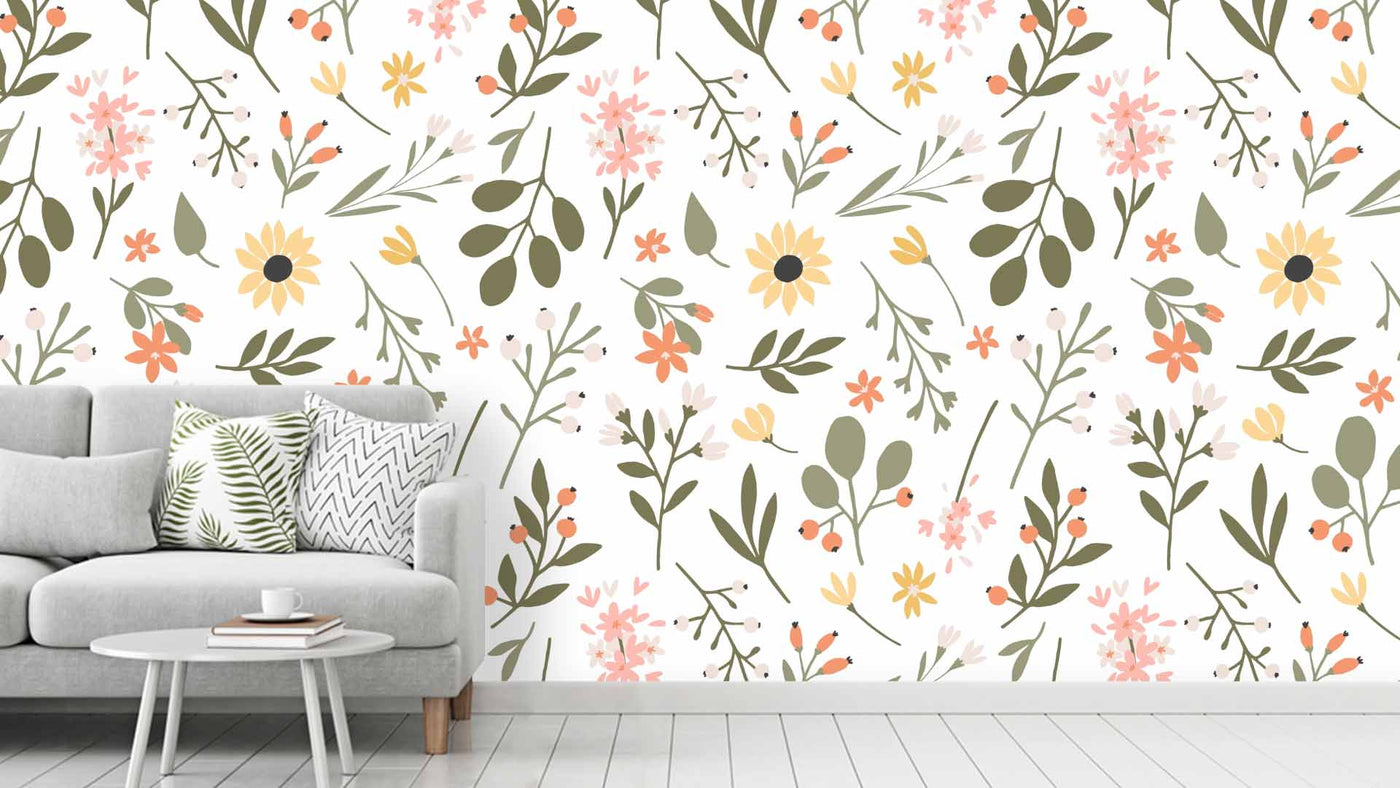 Minimalist Sunflower Leaves Wallpaper