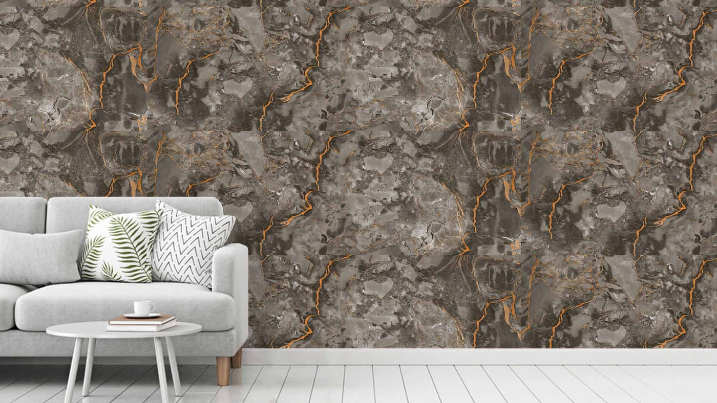 Grey Golden Marble Rustic Wallpaper