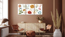 Red yellow flowers Set of 3