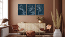 Blue white print flower Set of 3