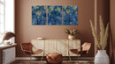 Blue golden leaves Set of 3