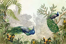 Radiant Peacock Garden Wallpaper