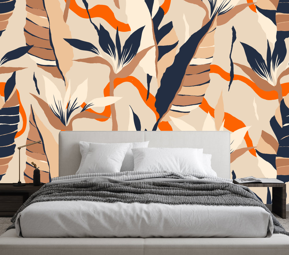 Pastel Orange Leaf Abstract Wallpaper