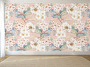 Flowing Floral Pink Abstract Wallpaper