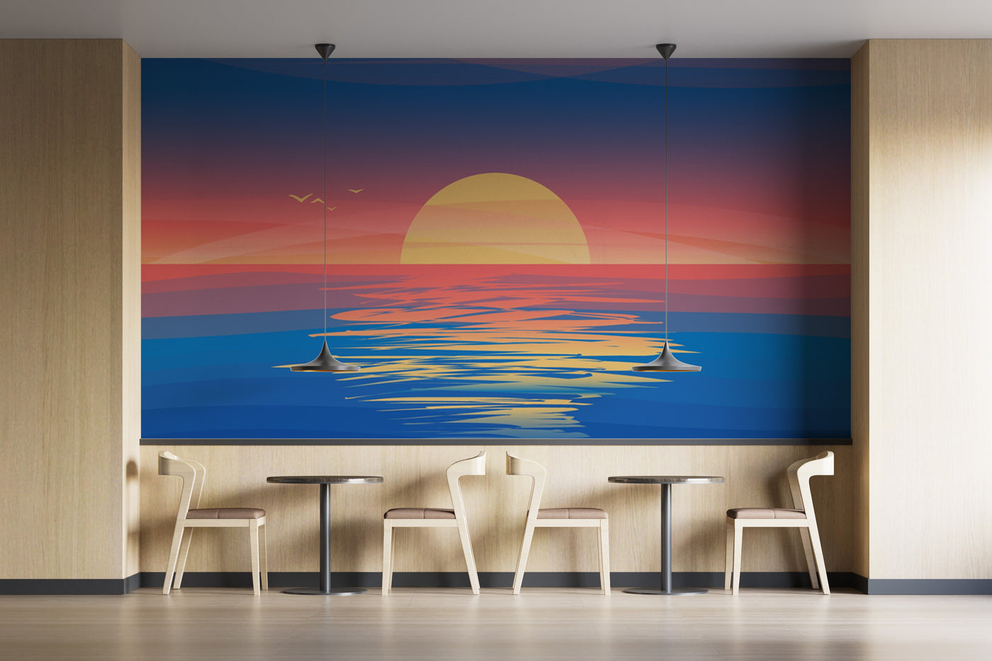 Customize Wallpaper Of Moon In Sea Under Clouds
