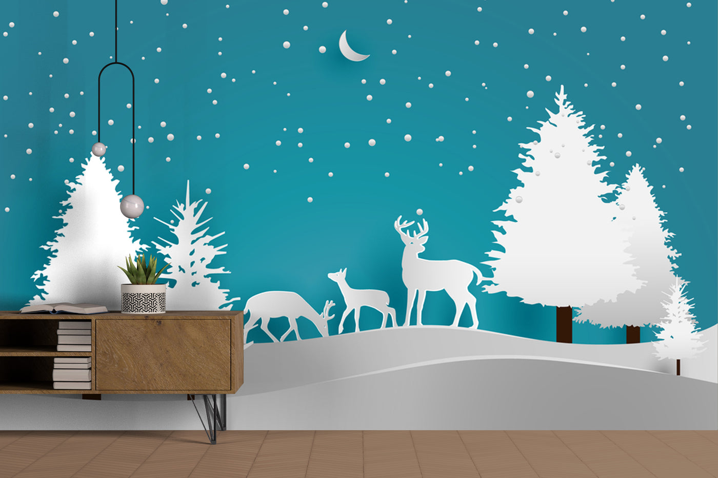 Customize Wallpaper Of White Trees In Blue