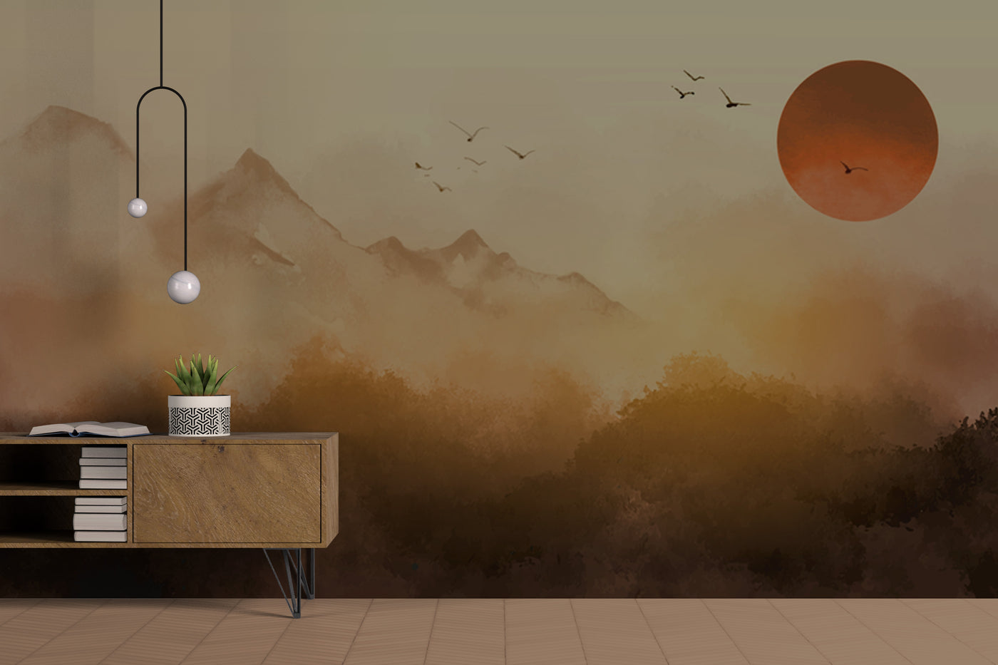 Customize Beautiful Sunset With Birds