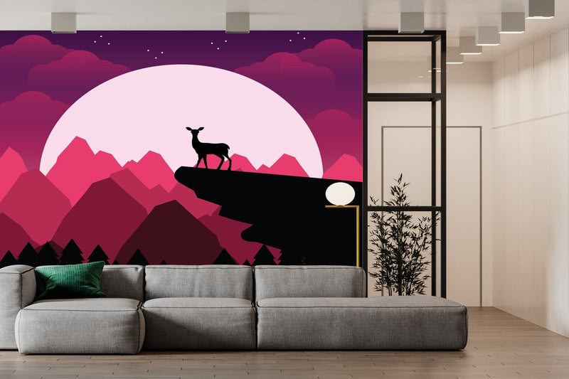Customize Wallpaper Sketch Of Deer In Moon