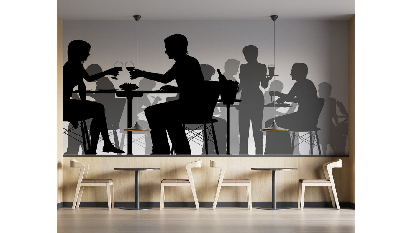 Customize Wallpaper Sketch Of Couples In Cafe