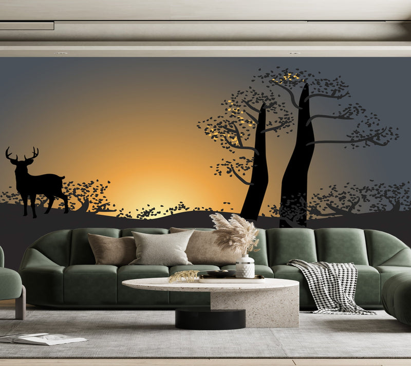 Customize Wallpaper Sketch Of Deer In Nature