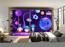 Cartoons In Space Self Adhesive Sticker For Wardrobe
