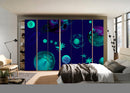 Green Planets In Space Self Adhesive Sticker For Wardrobe