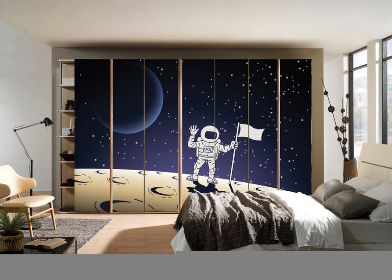 Astronout Art Painting Self Adhesive Sticker For Wardrobe