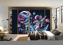 Astronout With Dragon In Space Self Adhesive Sticker For Wardrobe