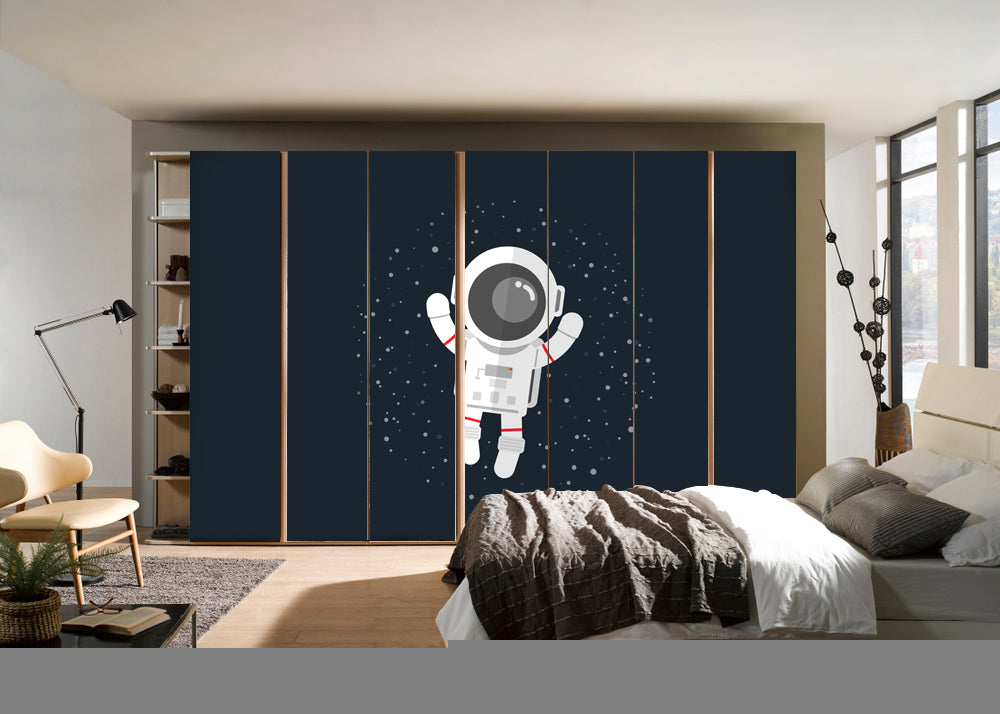 Littel Astronout In Sky Self Adhesive Sticker For Wardrobe
