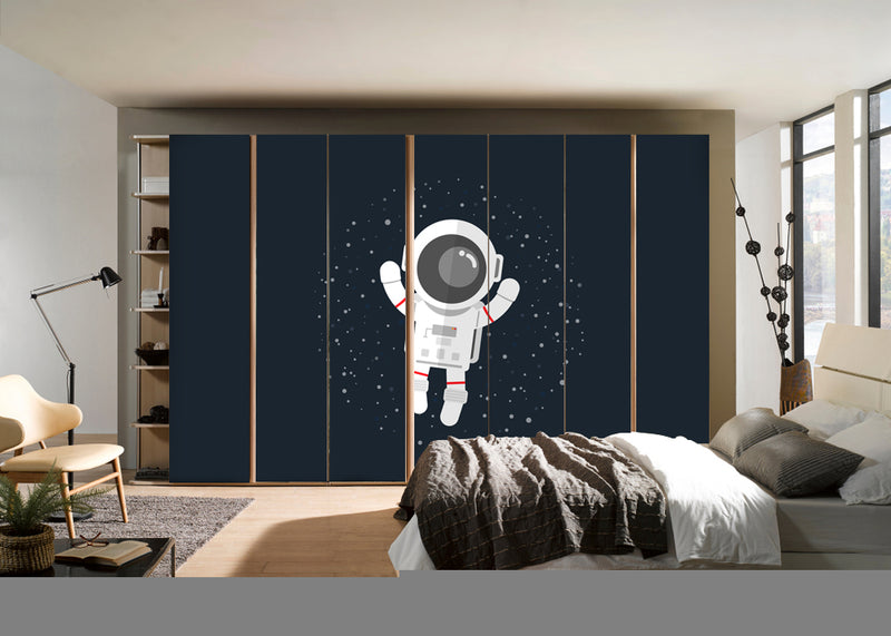 Littel Astronout In Sky Self Adhesive Sticker For Wardrobe