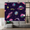 Space Pattern With Planets Purple Wallpaper