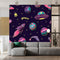 Space Pattern With Planets Purple Wallpaper
