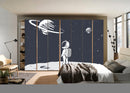 Astronout Seeing Planet Self Adhesive Sticker For Wardrobe