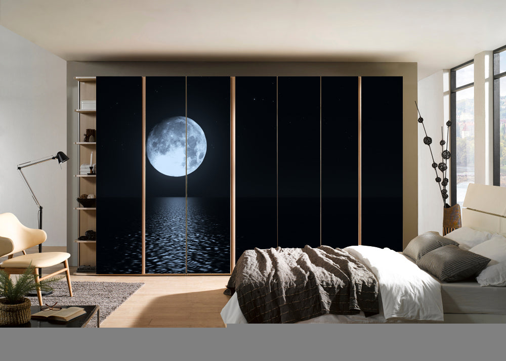 Moon In Black Self Adhesive Sticker For Wardrobe