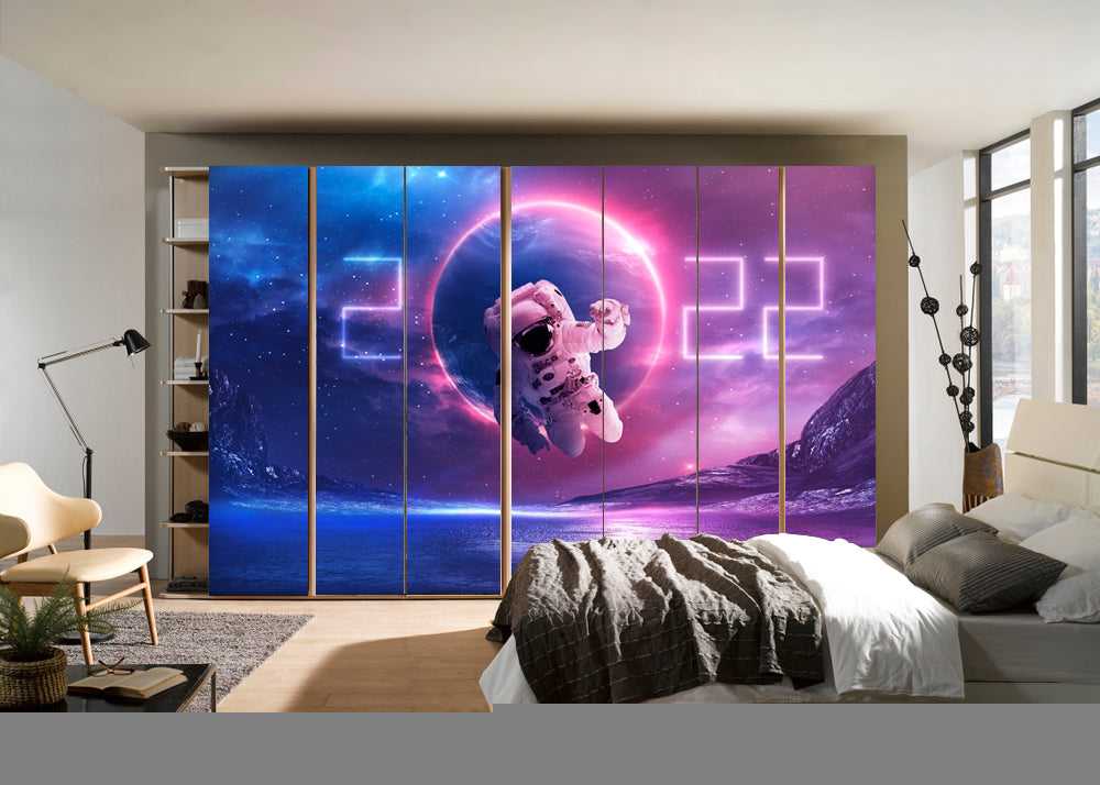 2022 Astronout Space Self Adhesive Sticker For Wardrobe