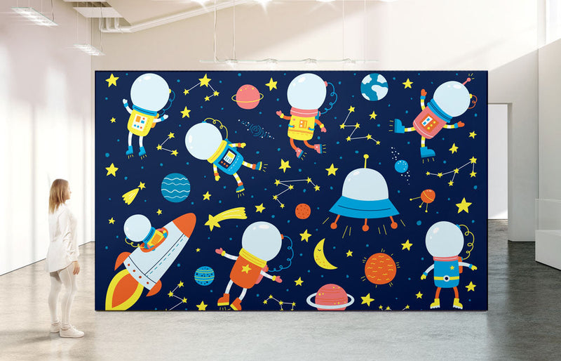 Astronaut UFO Rocket Kids Wallpaper