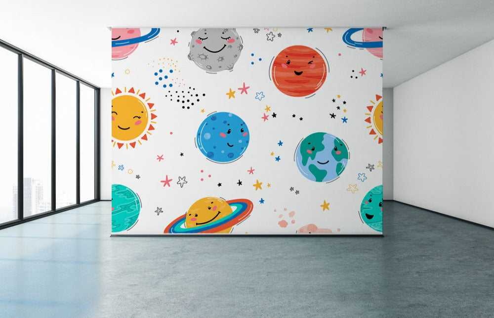 Planet Emojis And Stars Wallpaper