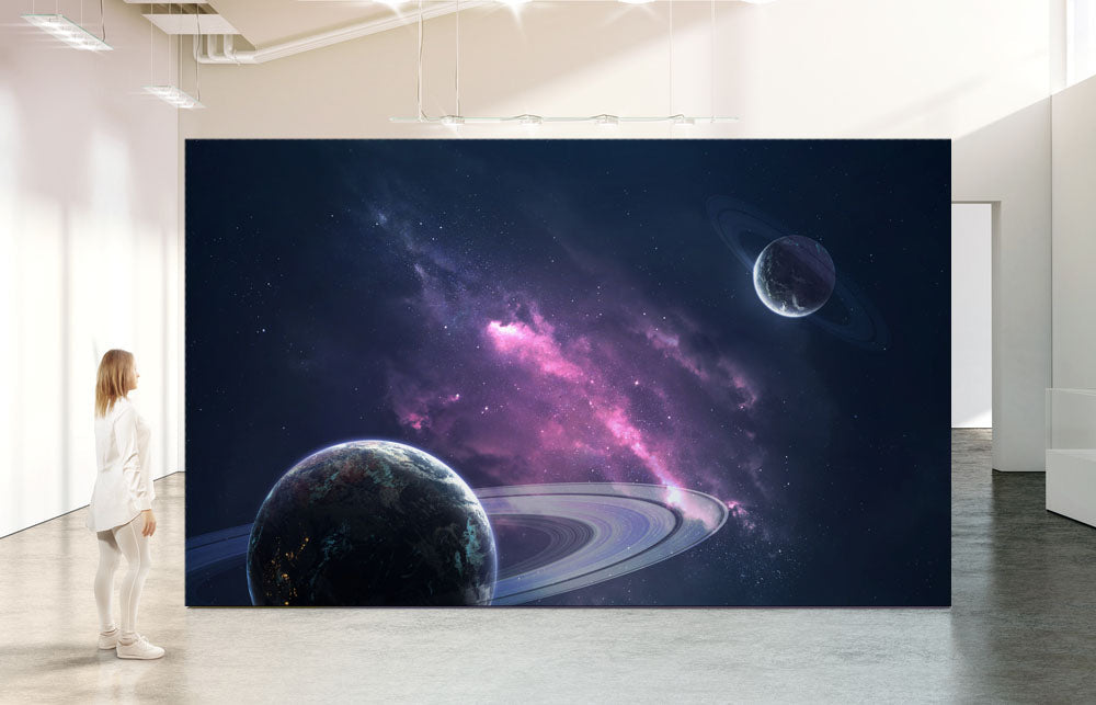 Saturn And A Planet Wallpaper