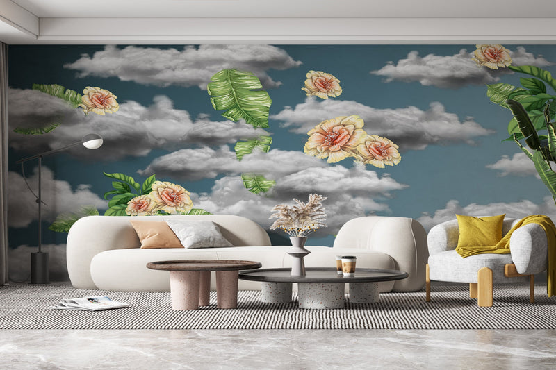 3D Blue cloud sky wallpaper