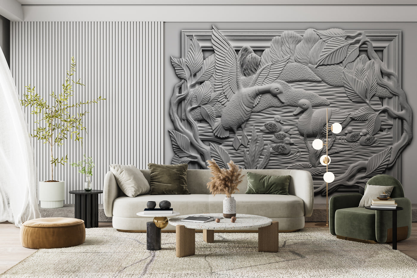3D Decorative White Wallpaper for Wall