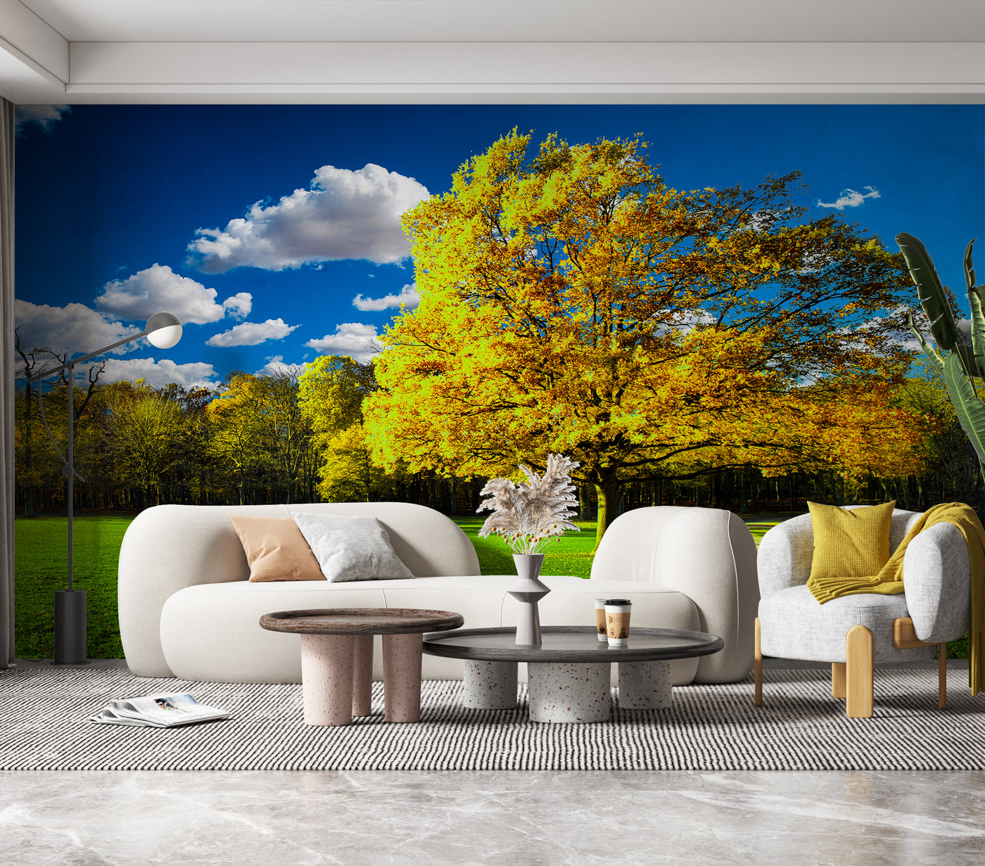 3D Decorative Yellow Tree Wallpaper for Wall