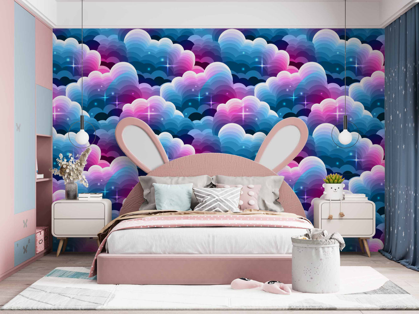 Pink Blue Clouds Customize Wallpaper