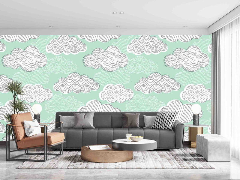 Clouds Art In Green Sky Customize Wallpaper