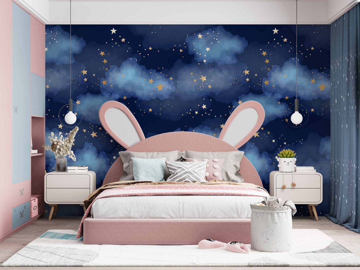 Stars In Cloudy Sky Customize Wallpaper