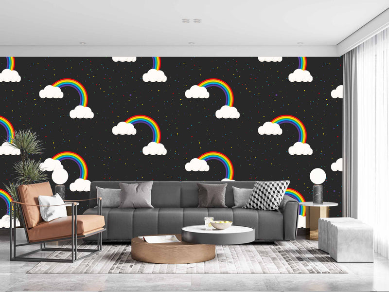 Rainbows In Clouds Art Customize Wallpaper