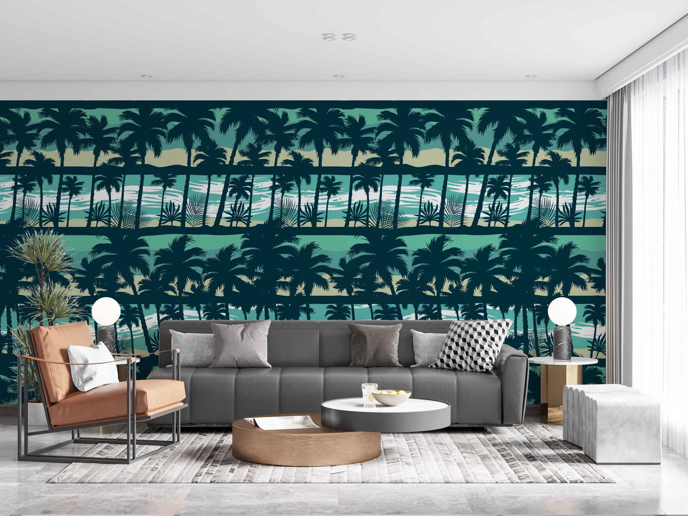Beach long tree sunset wallpaper for wall