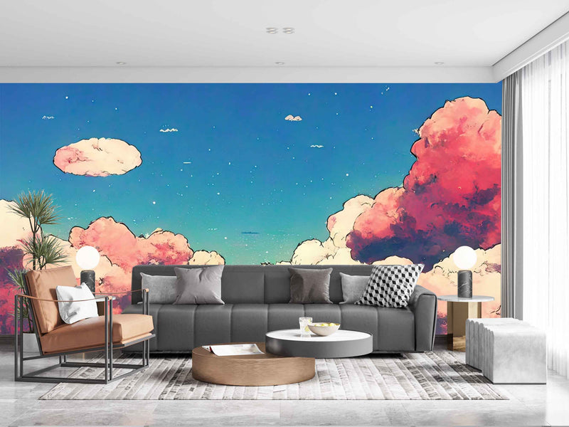 Pink Clouds Sketch Customize Wallpaper
