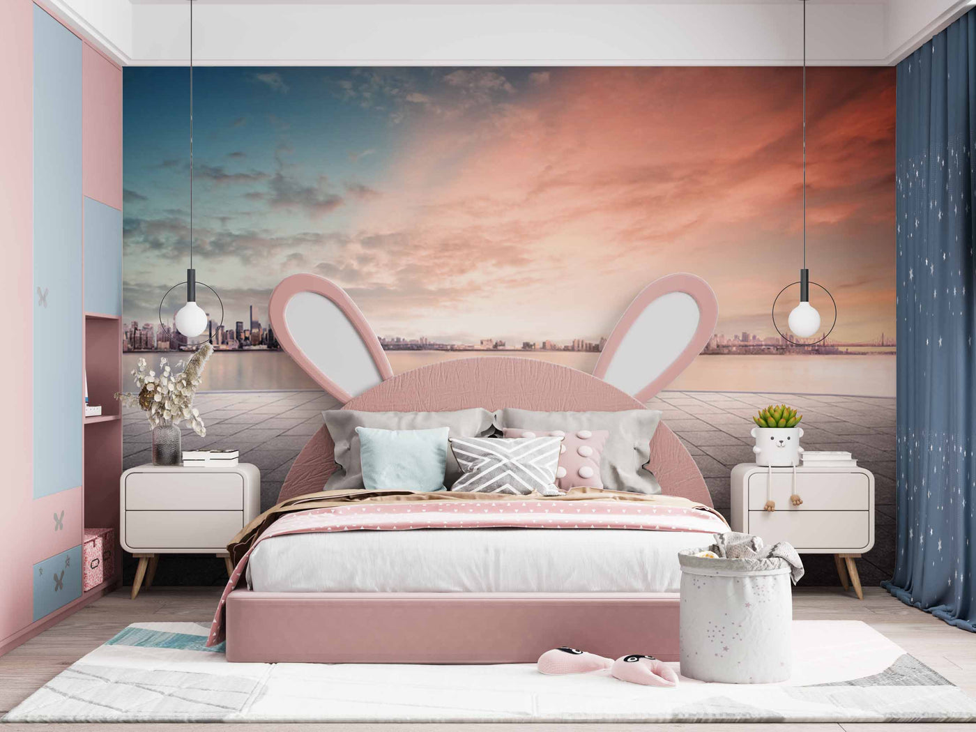 Pink Shaded Sky In The City Customize Wallpaper