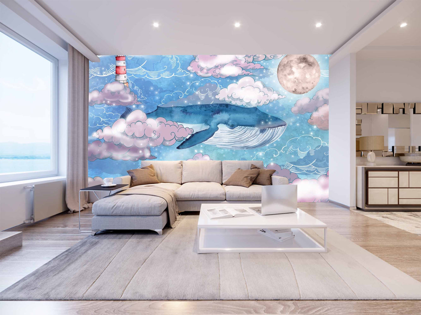 Whale In The Cloudy Ocean Customize Wallpaper